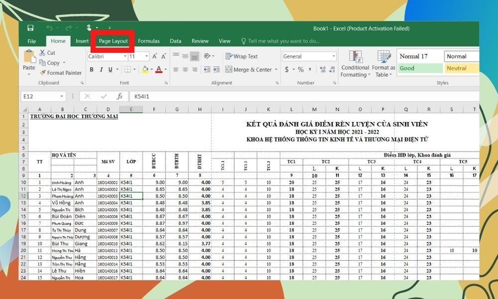cách in excel vừa trang giấy a4 ngang