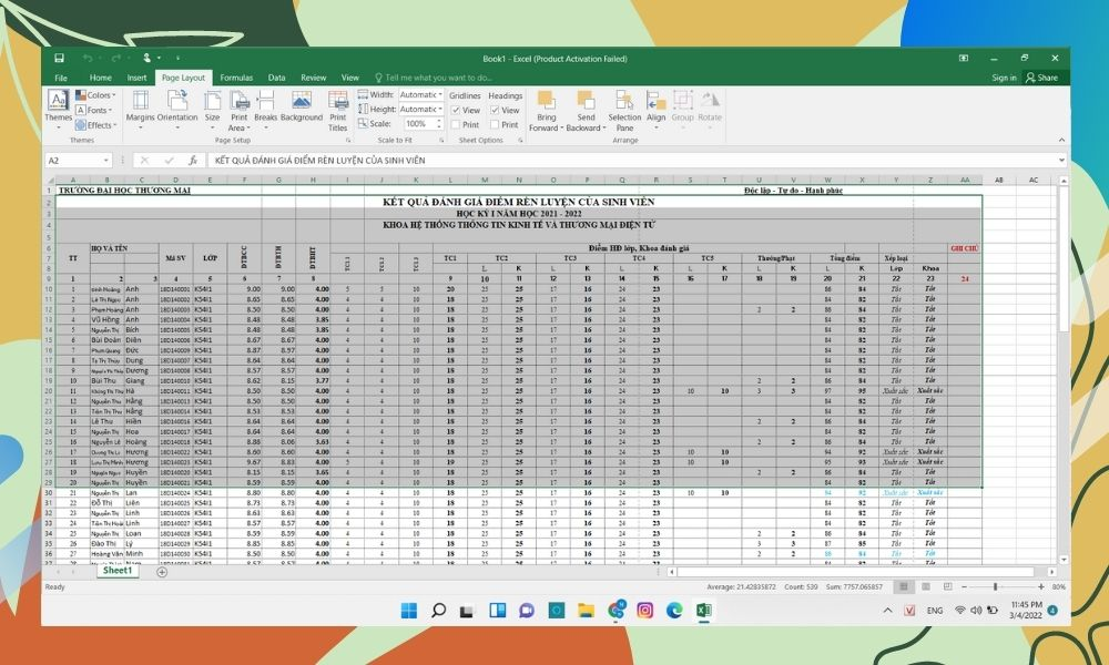 cách in excel vừa trang giấy a4 ngang