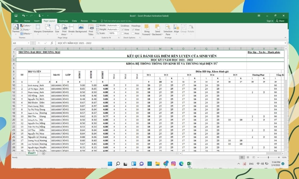 cách in excel ngang vừa trang giấy a4