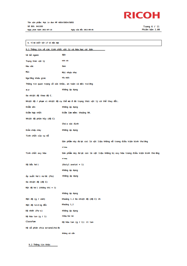 msds mực in máy photocopy