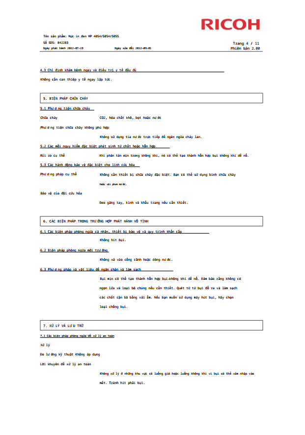 msds mực in màu trắng