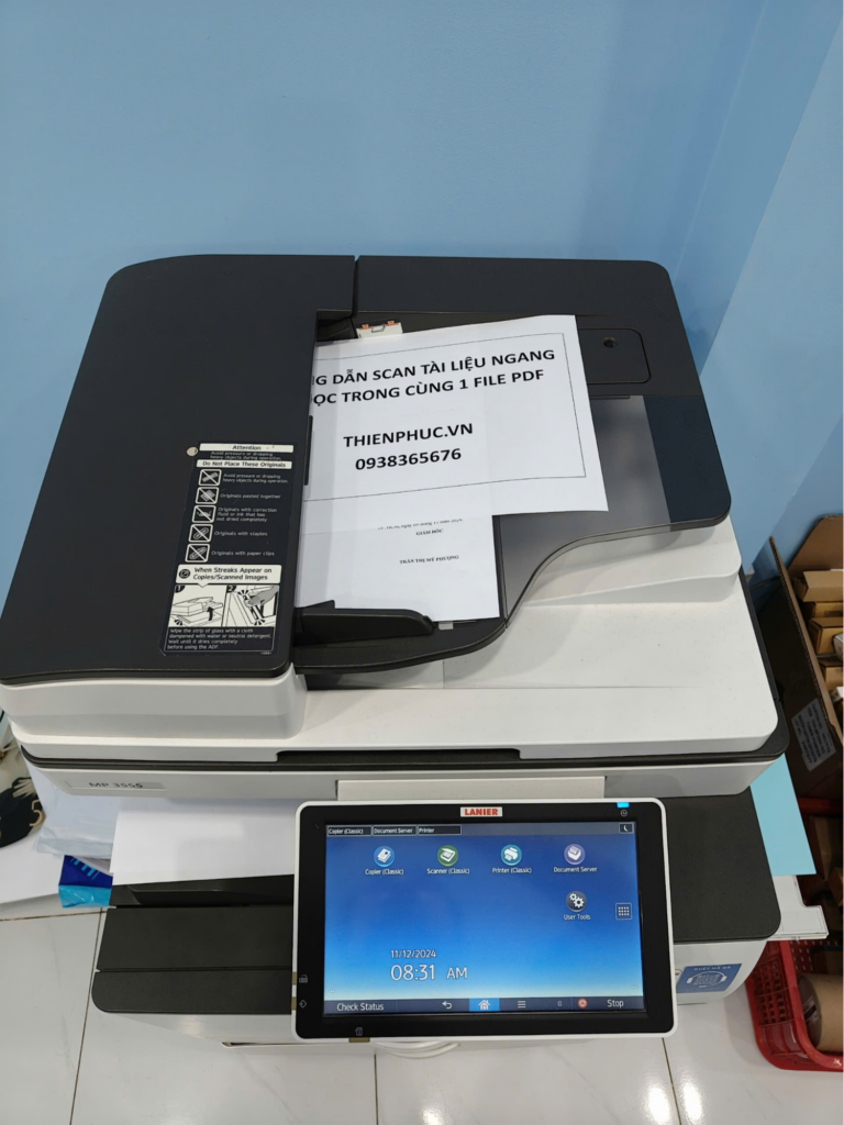 sắp xếp tài liệu theo cách scan trang ngang và dọc cùng một file