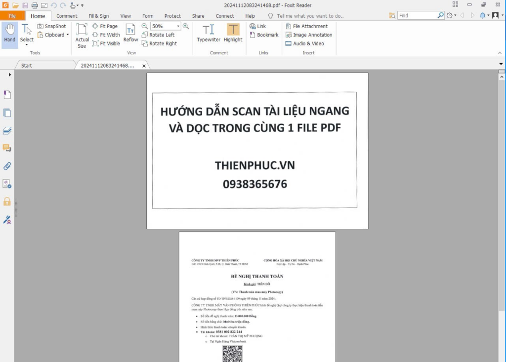 hướng dẫn scan tài liệu ngang và dọc trong cùng 1 file pdf
