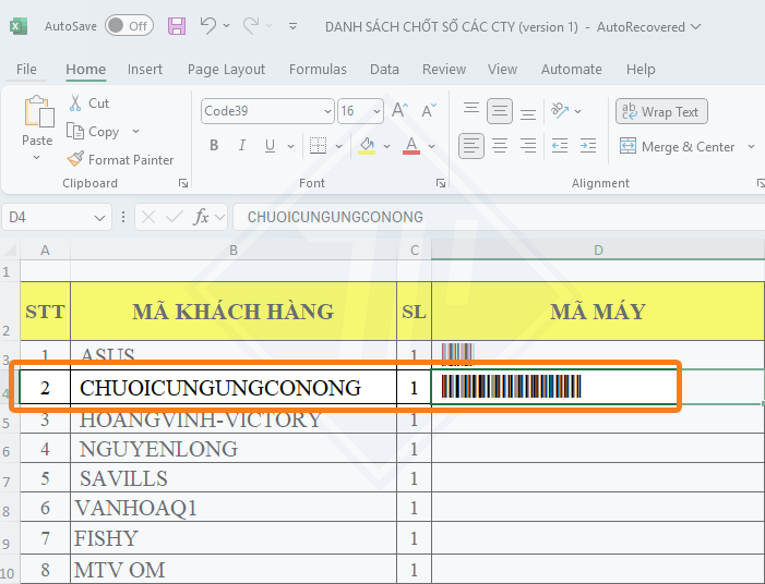 cách tạo mã vạch ngay trên excel