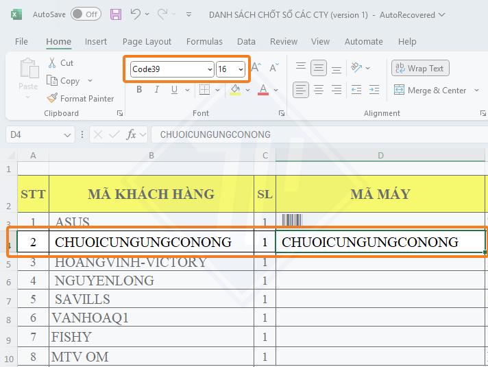 cách tạo mã vạch bằng excel