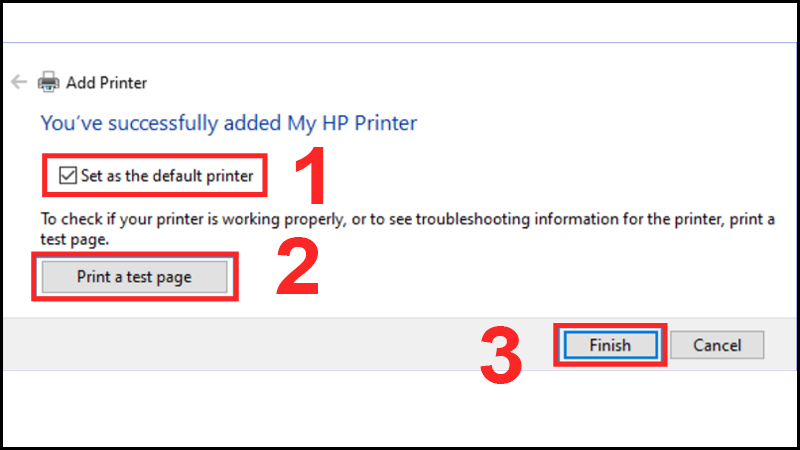 hoàn tất cài máy in qua địa chỉ IP với máy tính Windows
