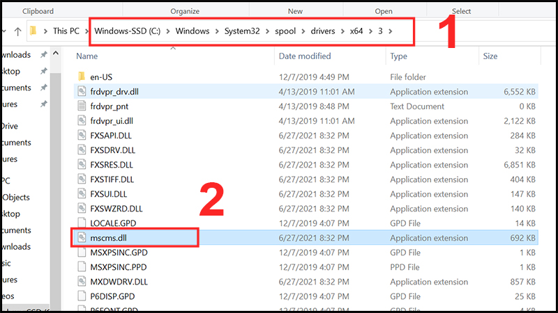 sửa lỗi 0x000007e thiếu file “mscms.dll”