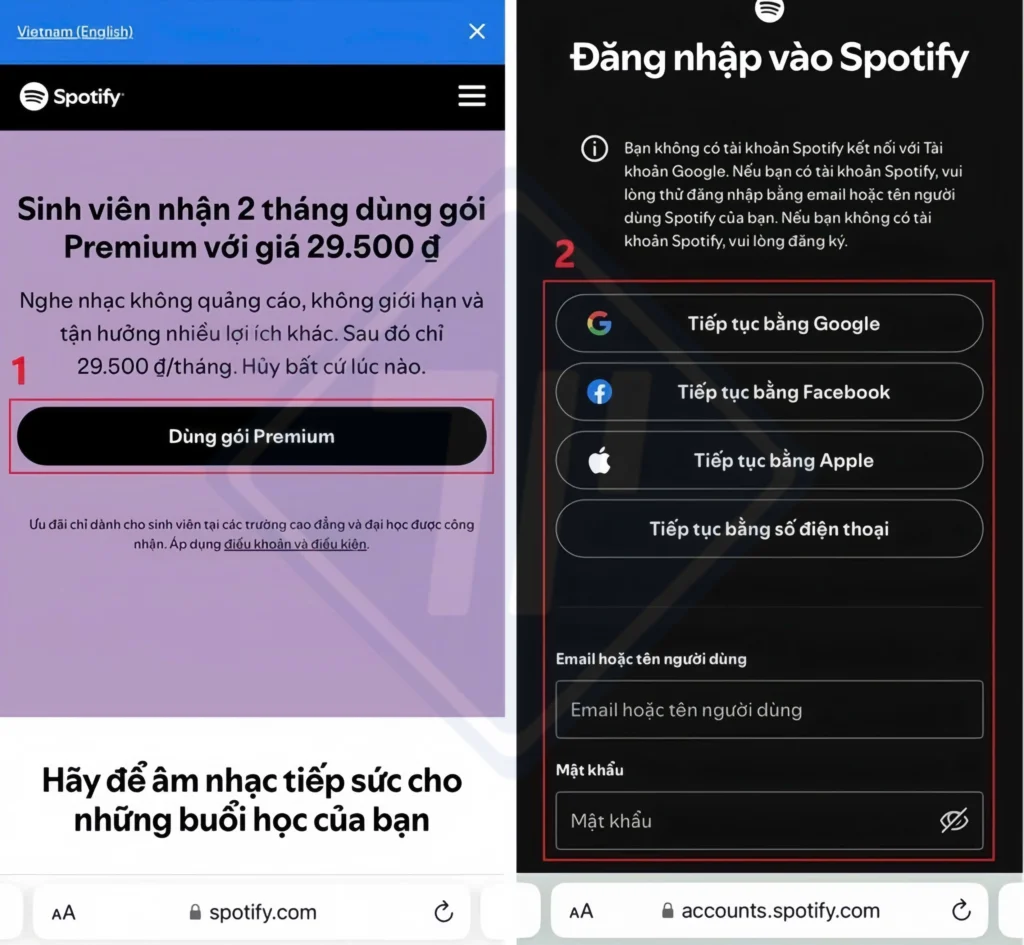 đăng ký spotify sinh viên