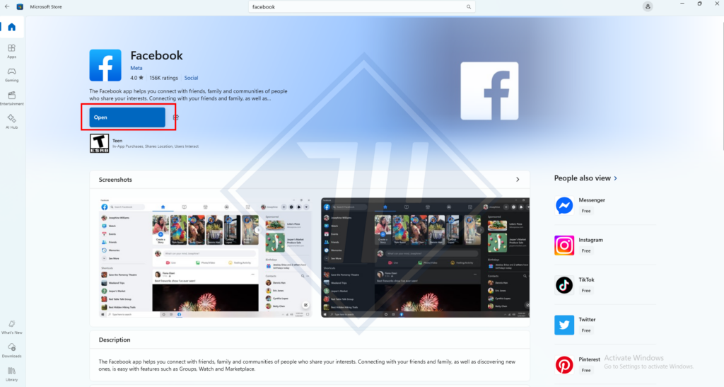 Tải Facebook về máy tính bằng Microsoft Store 3