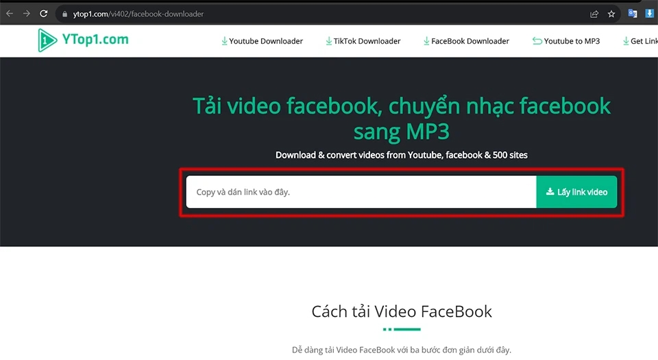 tải video Facebook về máy tính​ bằng YTop1