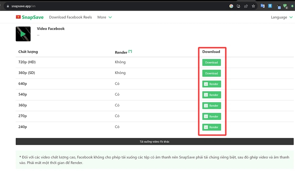 tải video facebook về máy tính​ bằng SnapSave