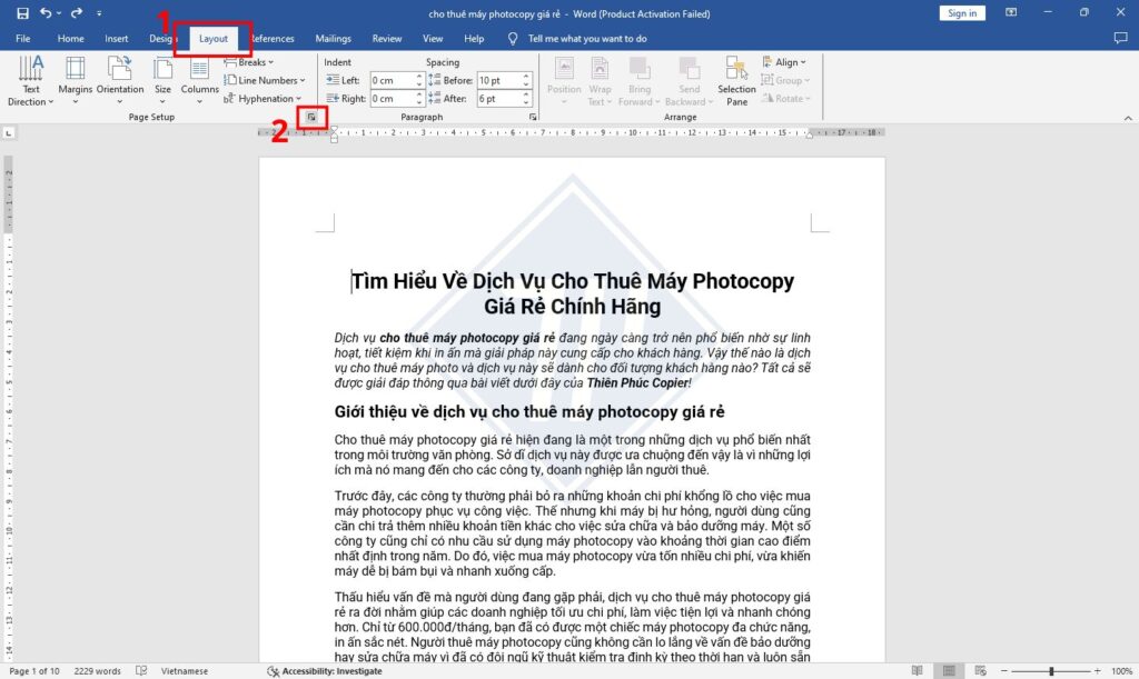 xoay ngang 1 trang trong word