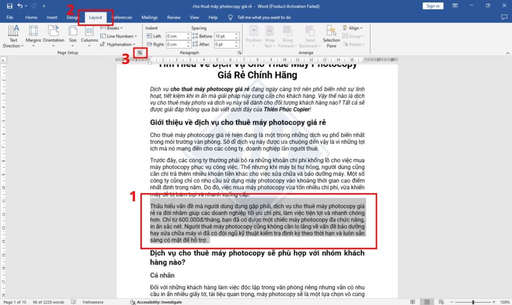 xoay ngang 1 đoạn văn bản bất kỳ trong word