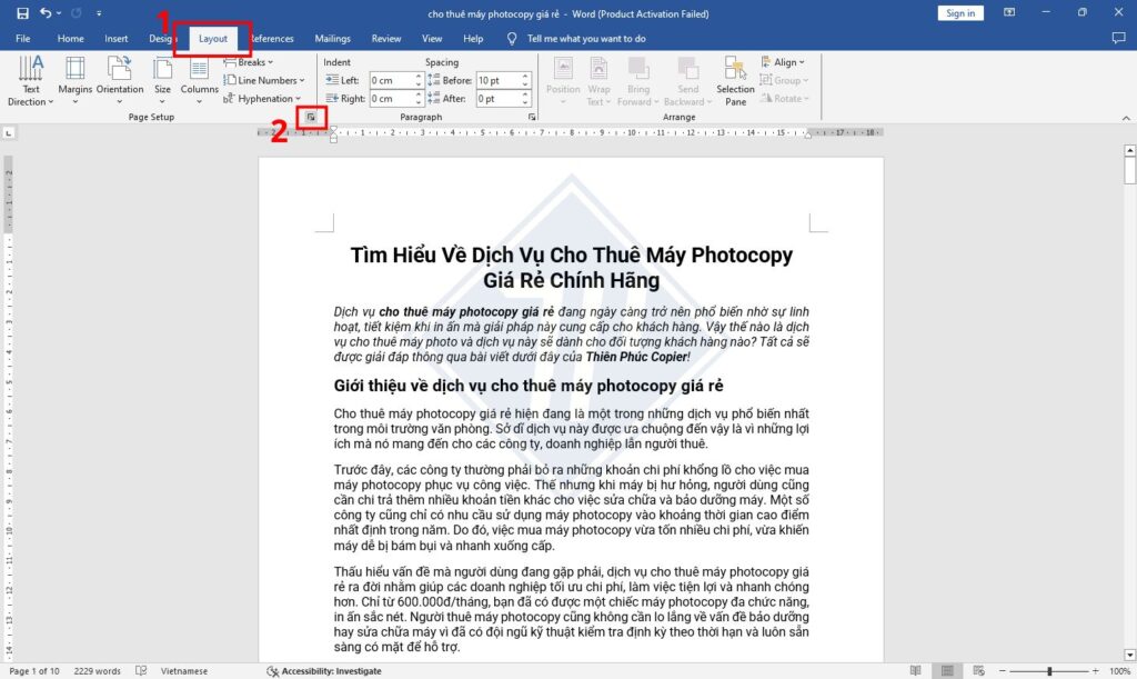 cách xoay ngang 1 trang trong word