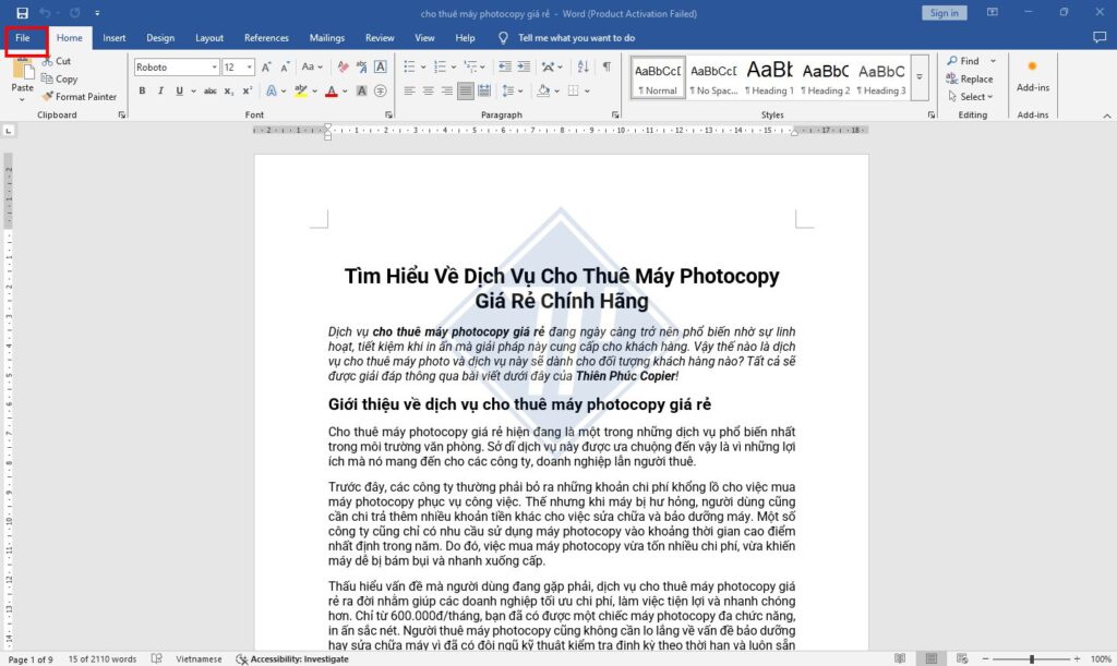 cách in ngang giấy a4 trong word