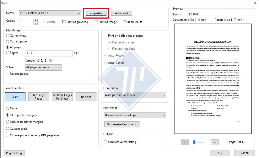 hướng dẫn cách in ngang khổ giấy a4 trong pdf