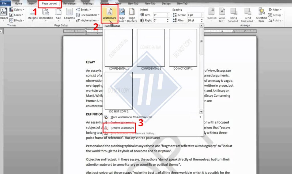 cách bỏ watermark trong word​