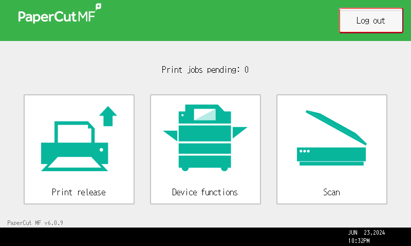 Màn hình chính phần mềm papercut