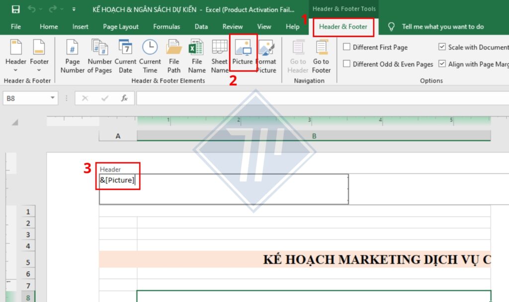 Chèn watermark hình ảnh trong Excel