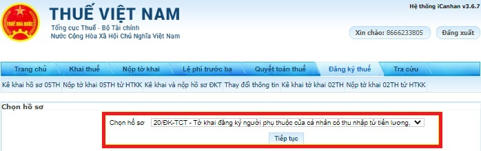 thời điểm đăng ký người phụ thuộc​