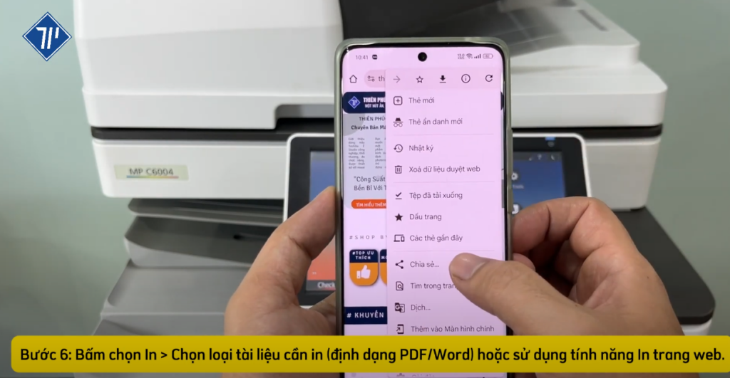 làm sao để in từ điện thoại