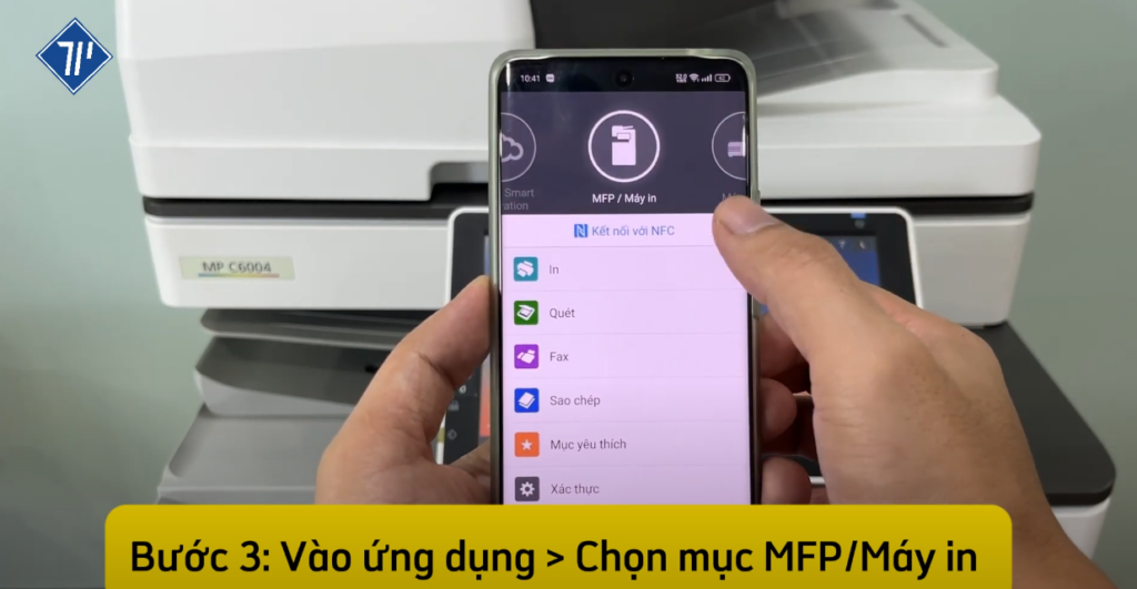 in từ điện thoại thông qua ricoh device connector