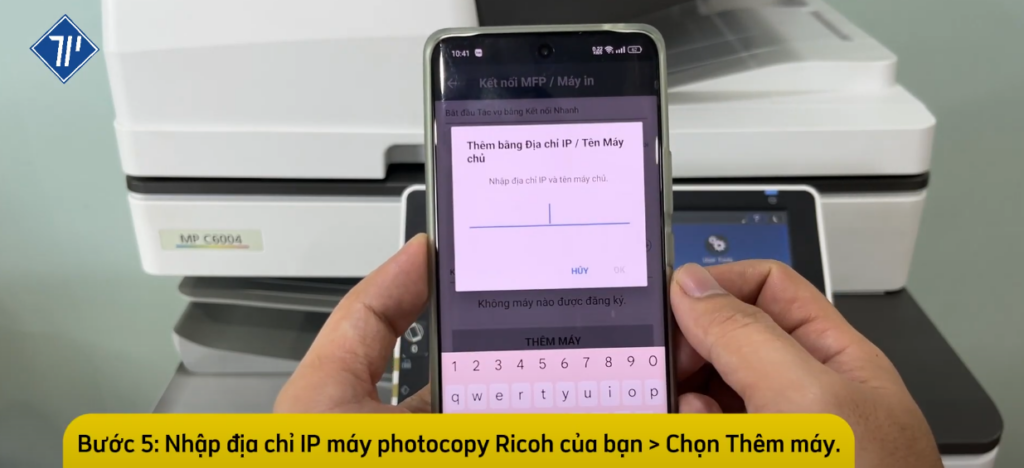 in từ điện thoại tới máy photocopy ricoh