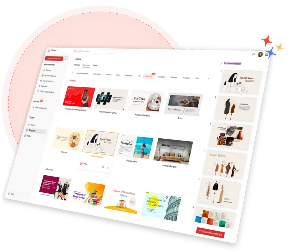các ứng dụng làm slide đẹp Zoho Show