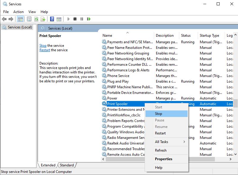 Cách xóa lịch sử in trên máy in bằng lệnh Run và Services