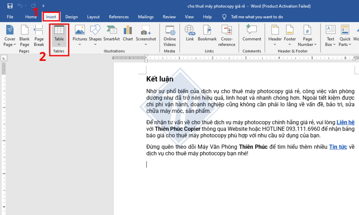 cách tạo bảng trong word