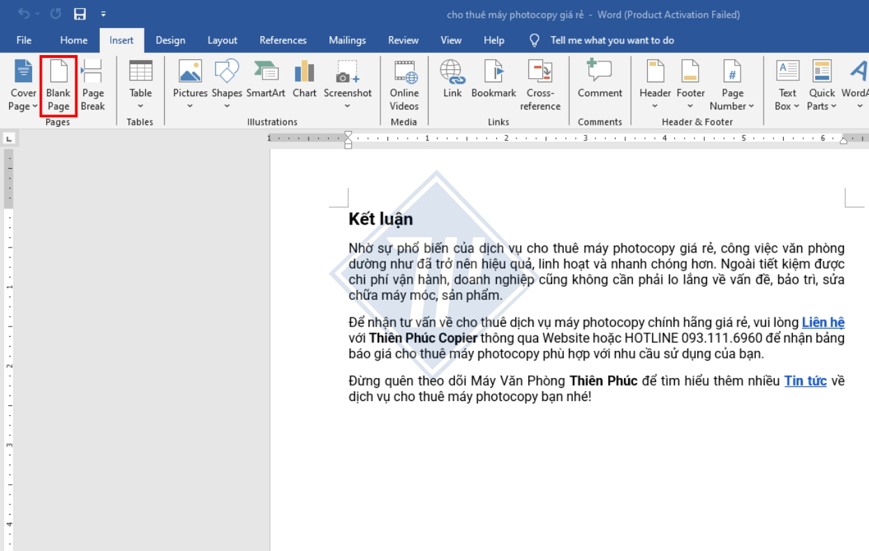 cách thêm trang trong word