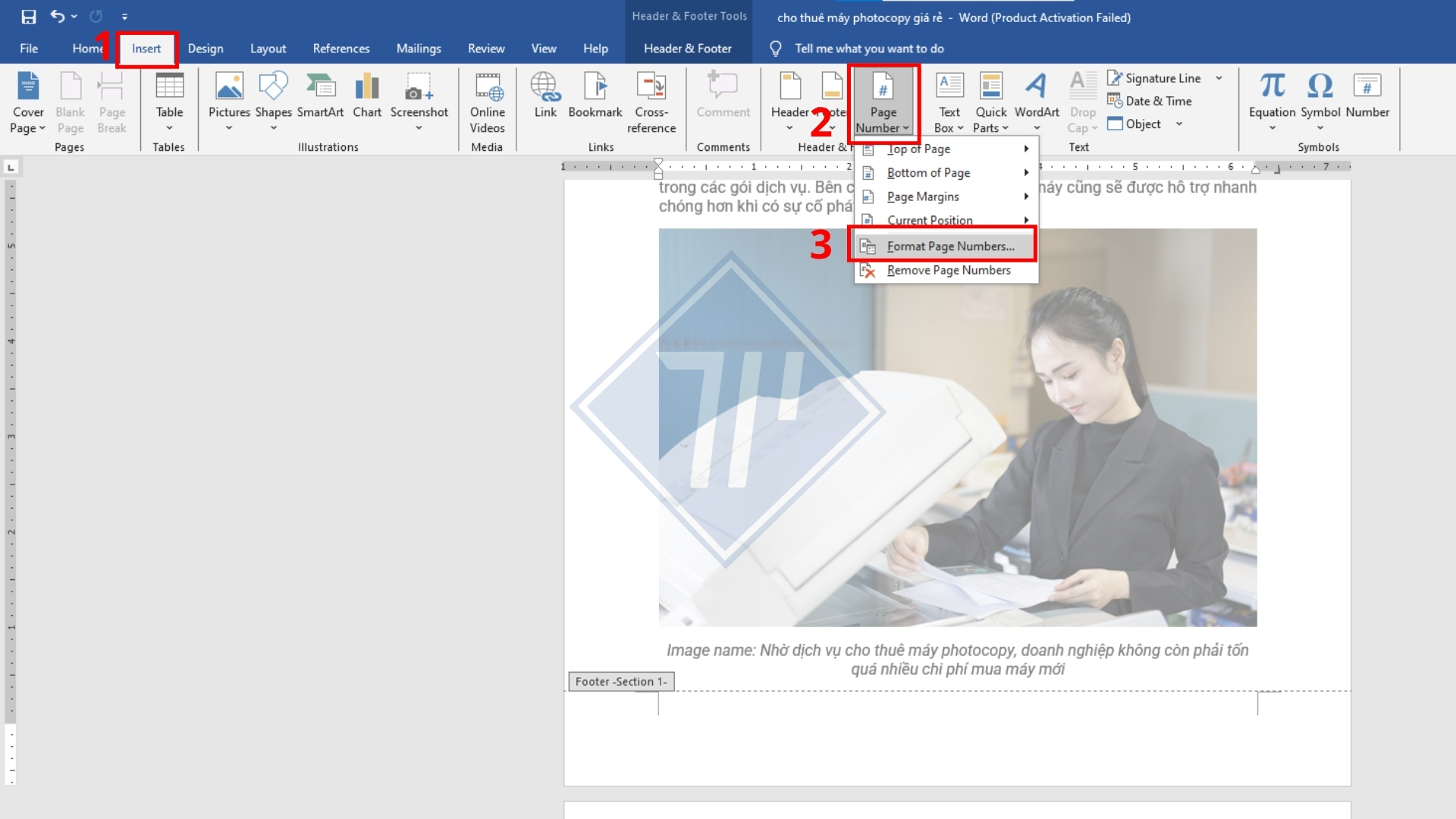 hướng dẫn cách đánh số trang trong word