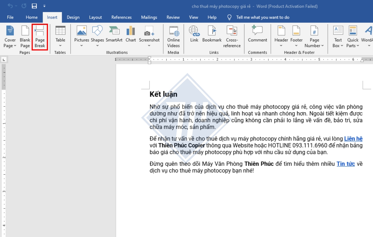 cách thêm số trang trong word