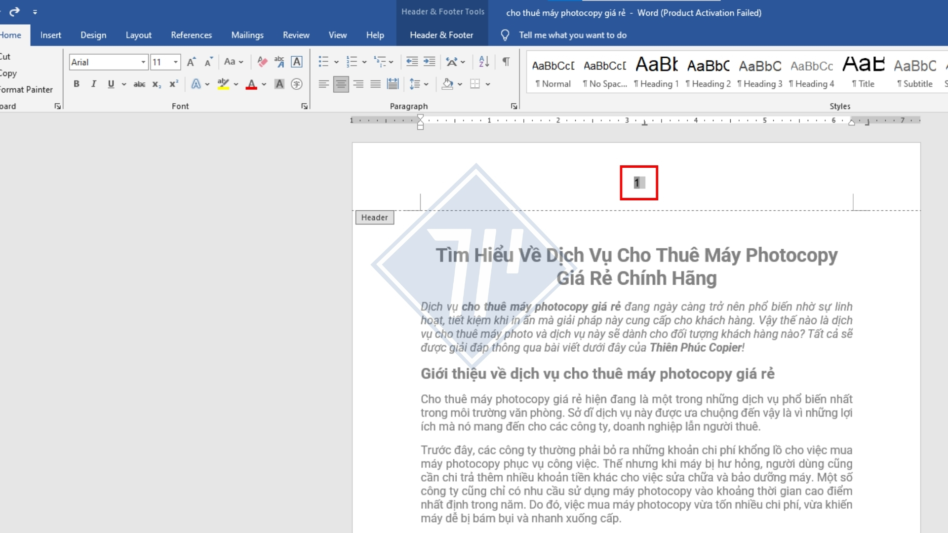 cách đánh số trang trong word 2