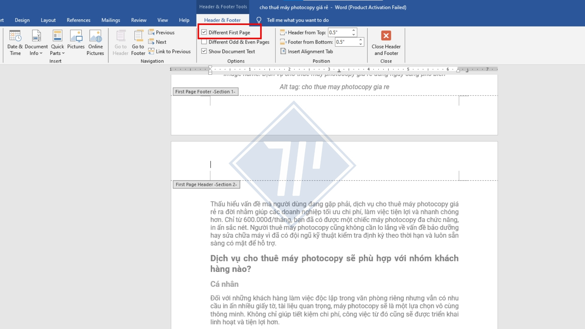 cách đánh số trang tự động trong word