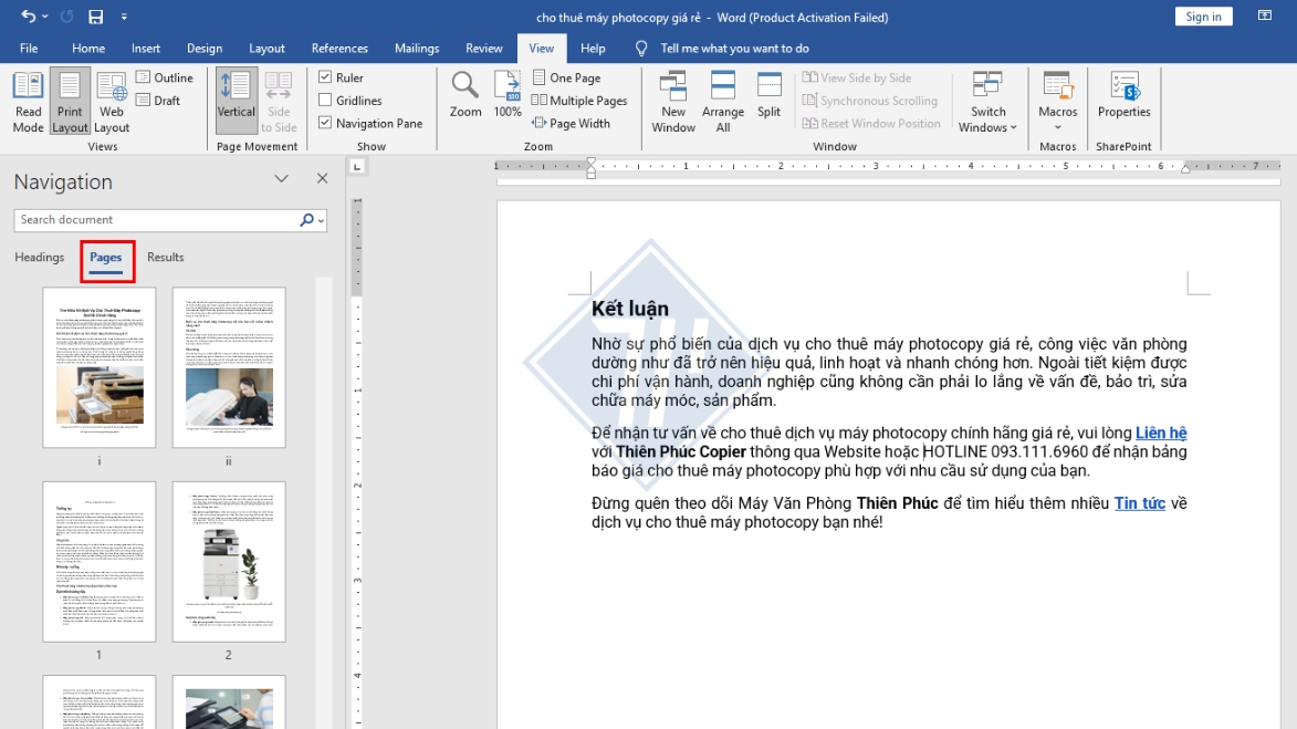 cách xóa 1 trang trắng trong word