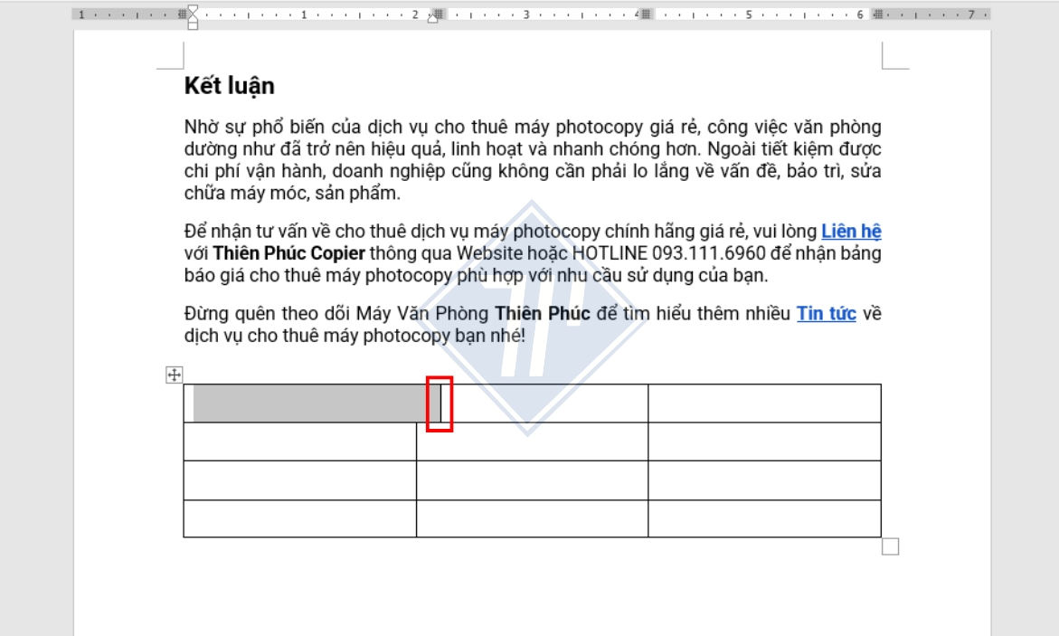 lưu ý cách tạo bảng trong word