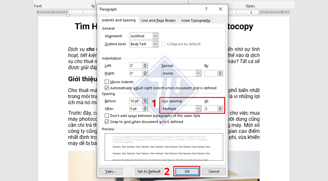 giãn cách dòng trong word​