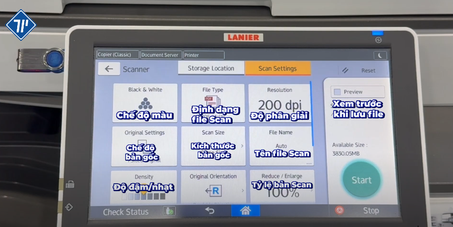 cách in và scan từ USB trên máy photocopy Ricoh 9