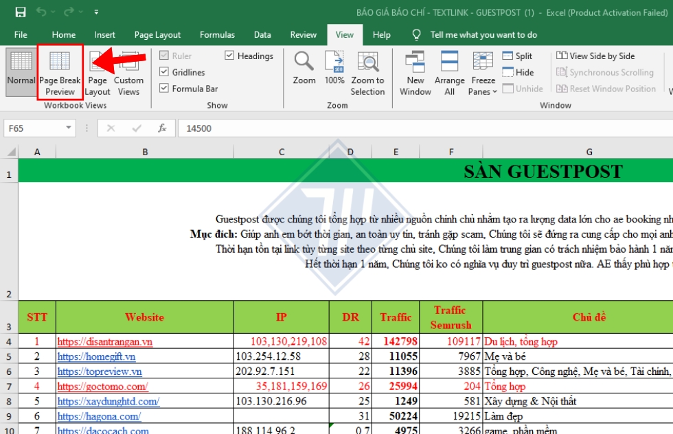 cách in vừa khít trang giấy trong excel 3