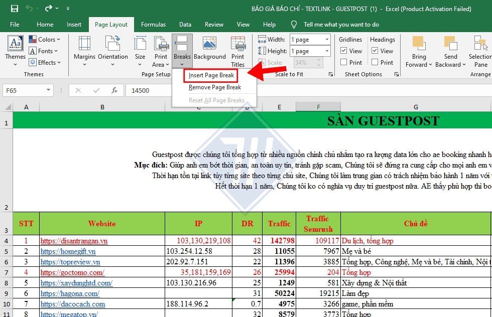 cách in vừa khít trang giấy trong excel 5