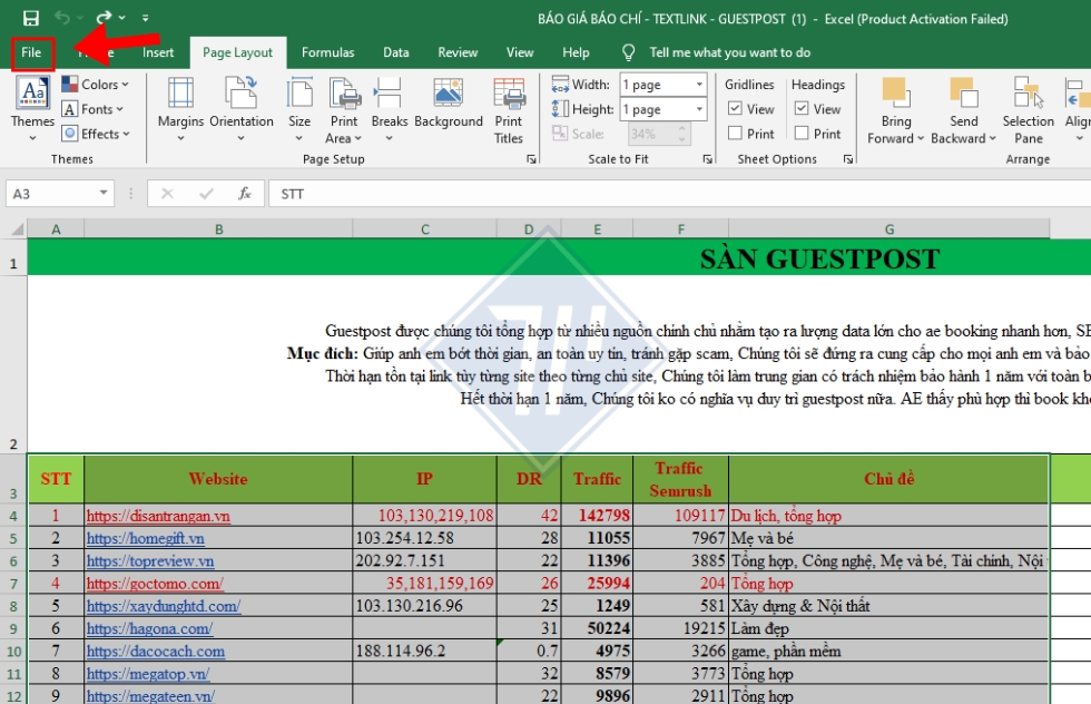 cách in vừa khít trang giấy trong excel 7