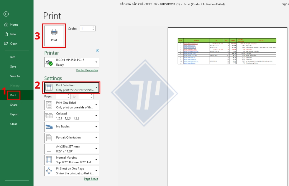 cách in vừa khít trang giấy trong excel 8