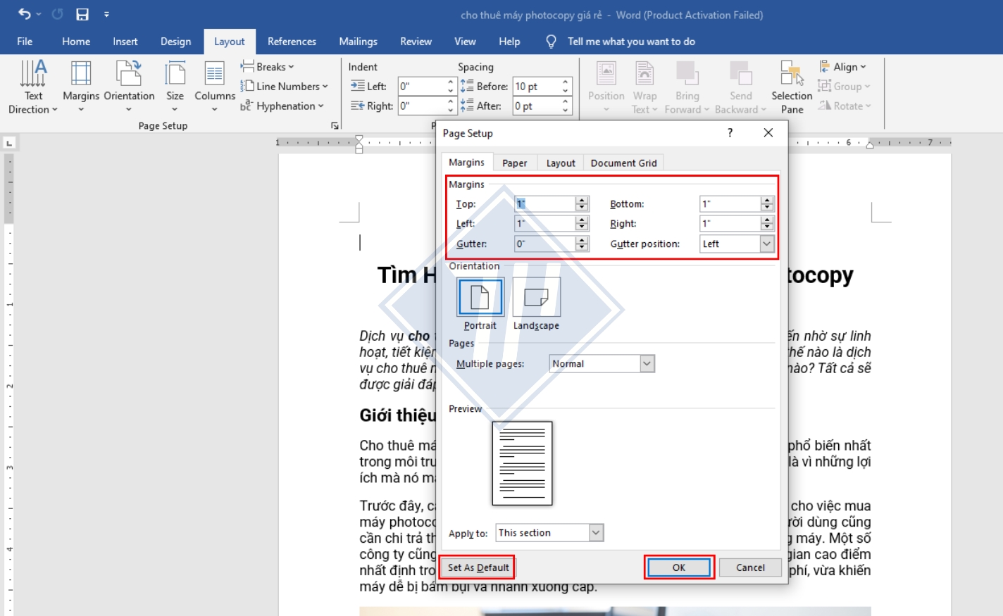 cách căn lề chuẩn trong word