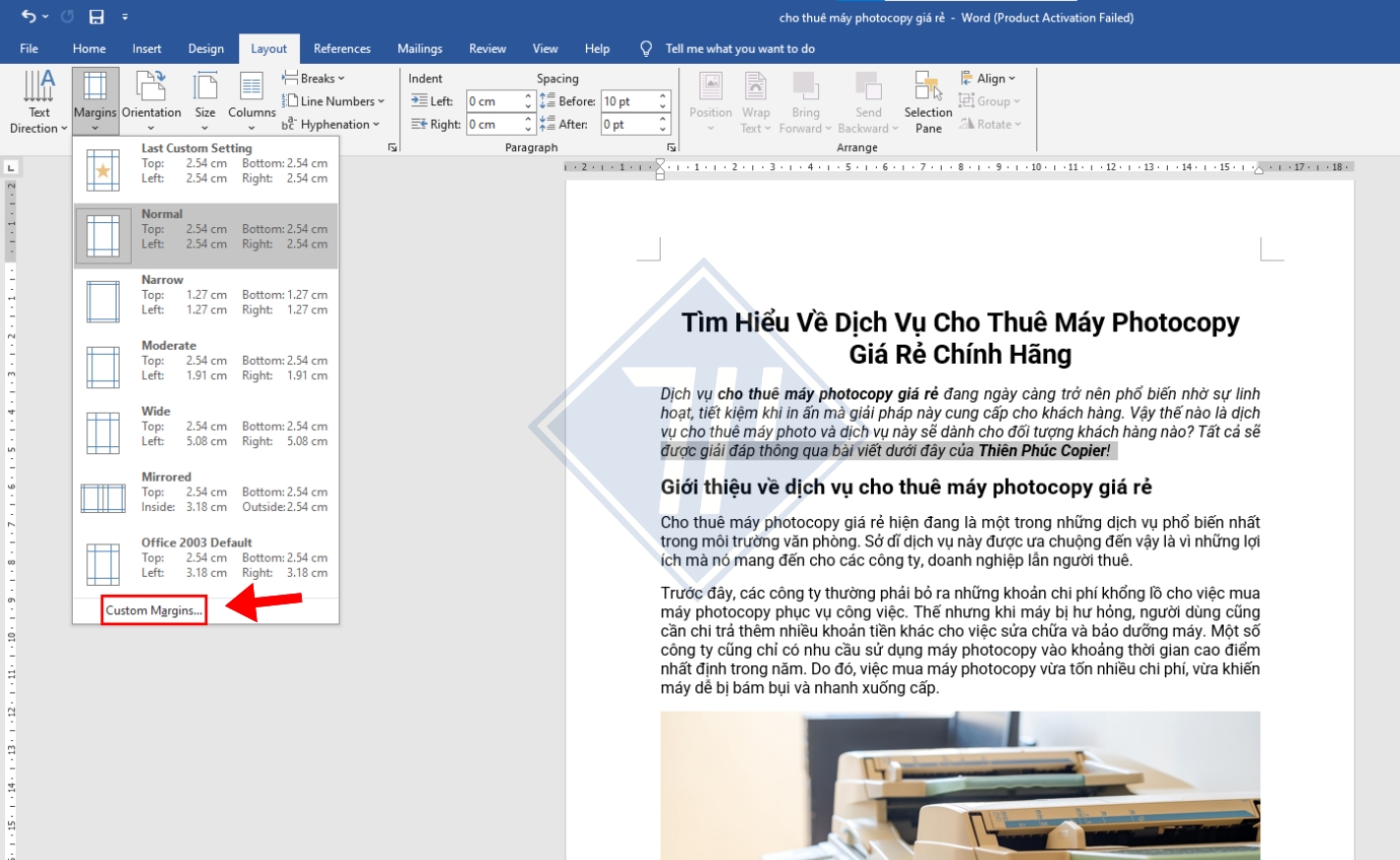 cách căn lề trong word chuẩn
