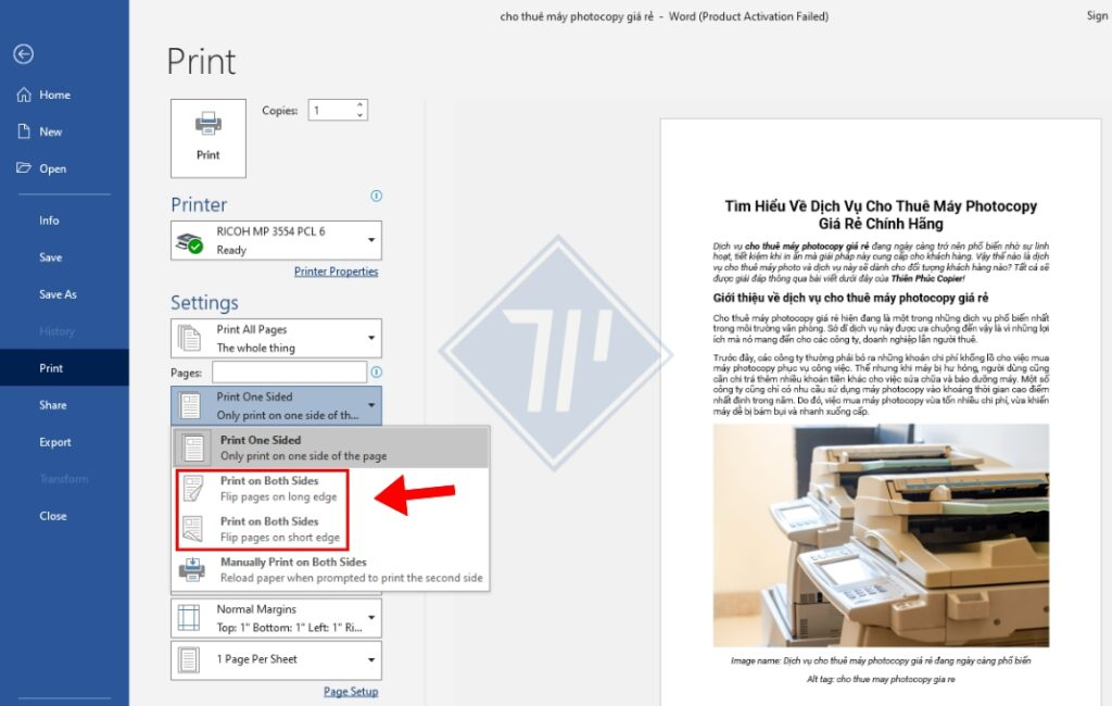 hướng dẫn cách in 2 mặt trên máy in