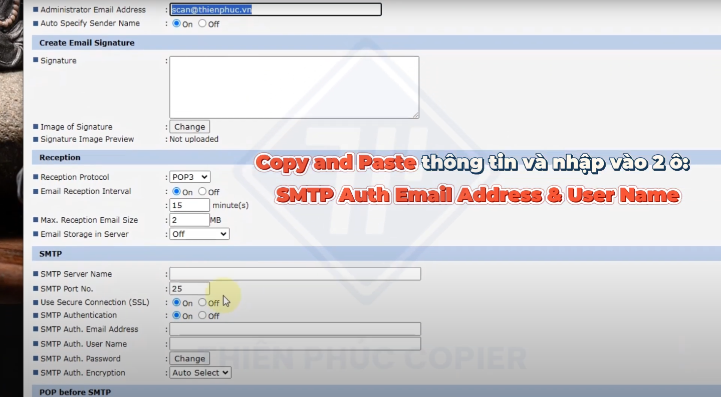 2 bước cài scan email máy photo ricoh