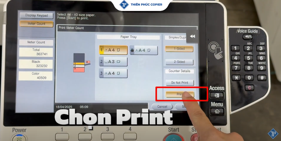 in counter trên máy photocopy ricoh cảm ứng