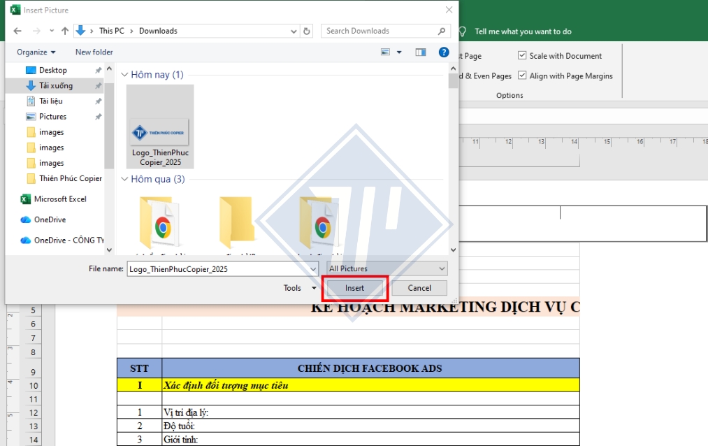 hướng dẫn cách chèn ảnh vào excel 2013