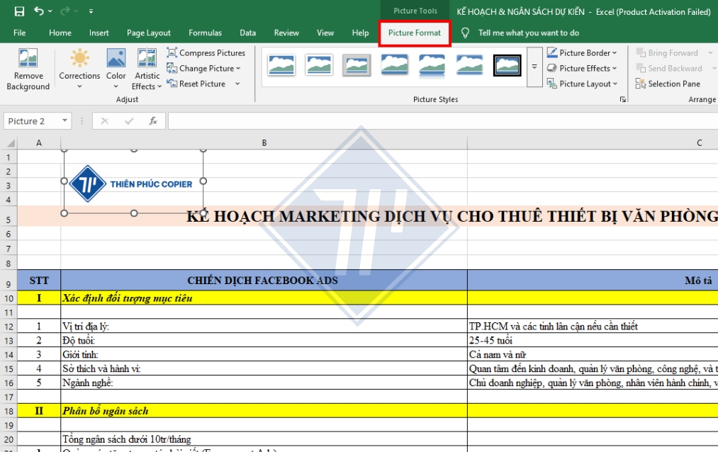 cách chèn file ảnh vào excel